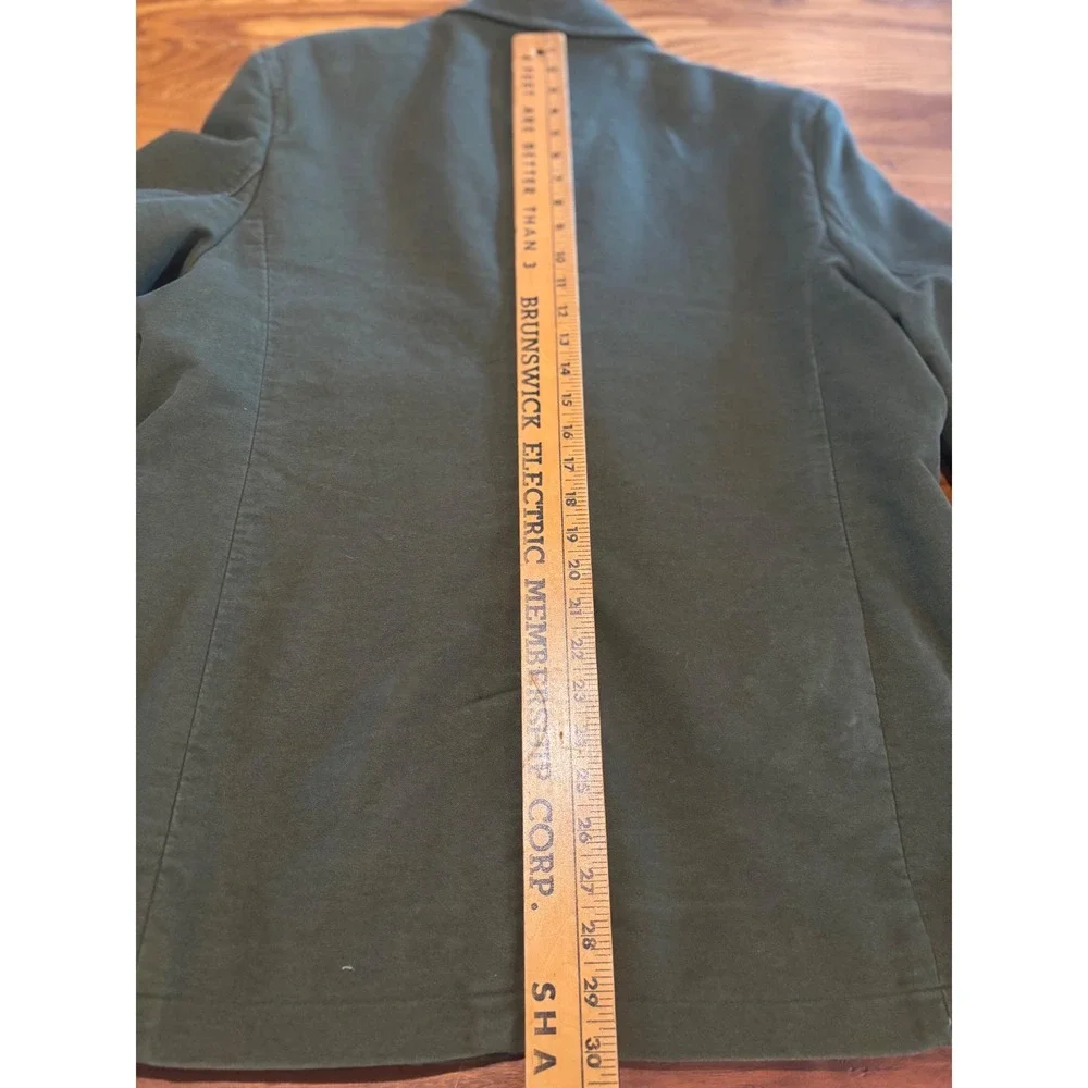 LL Bean Mens Field Sport Coat Olive Green Cotton Twill Plaid Lined Blazer 44 Reg